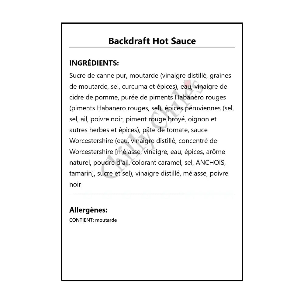 Backdraft Hot Sauce - Hot Sauce