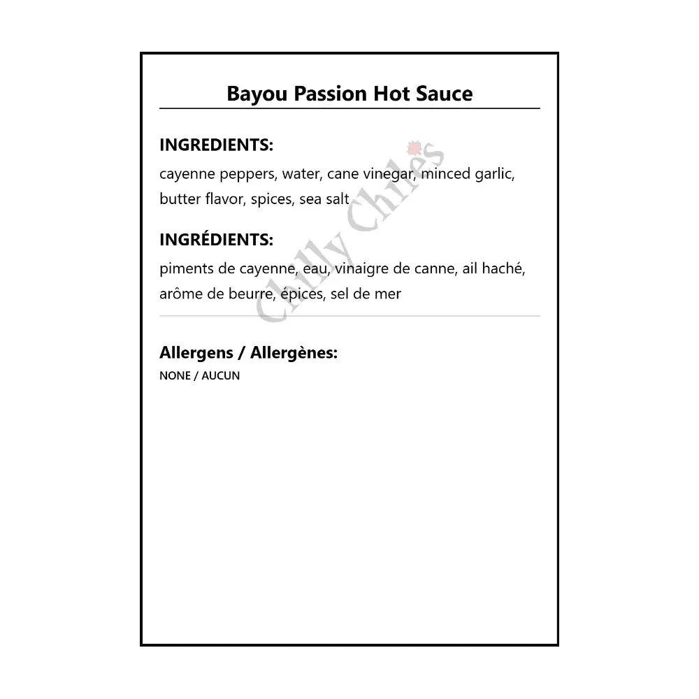 Bayou Passion Hot Sauce - Hot Sauce