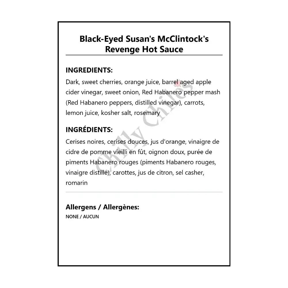 Black-Eyed Susan’s McClintock’s Revenge Hot Sauce - Hot Sauce
