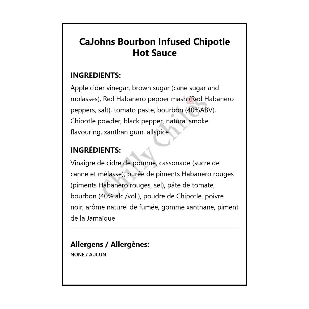 CaJohns Bourbon Infused Chipotle Hot Sauce - Hot Sauce