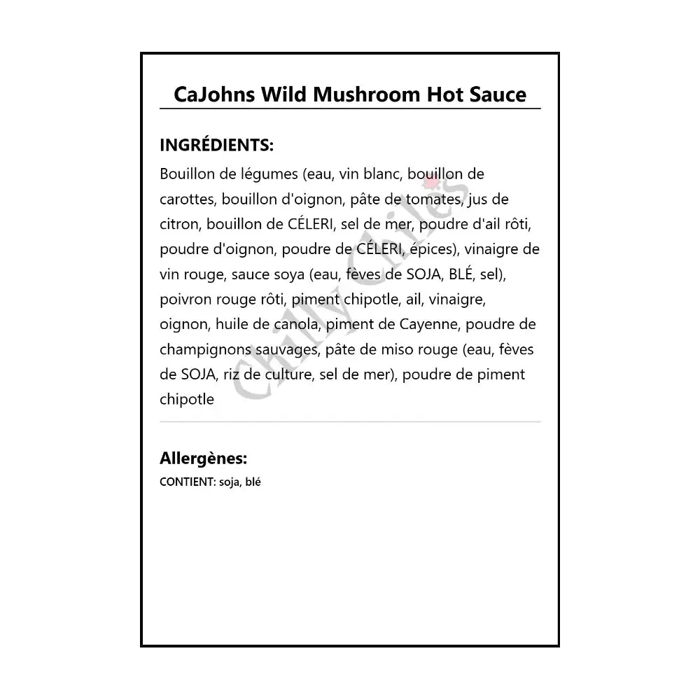 CaJohns Wild Mushroom Hot Sauce - Hot Sauce