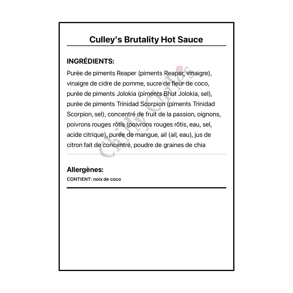 Culley’s Brutality Hot Sauce - Hot Sauce