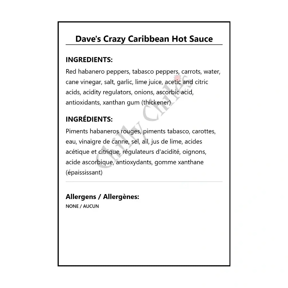 Dave’s Crazy Caribbean Hot Sauce - Hot Sauce