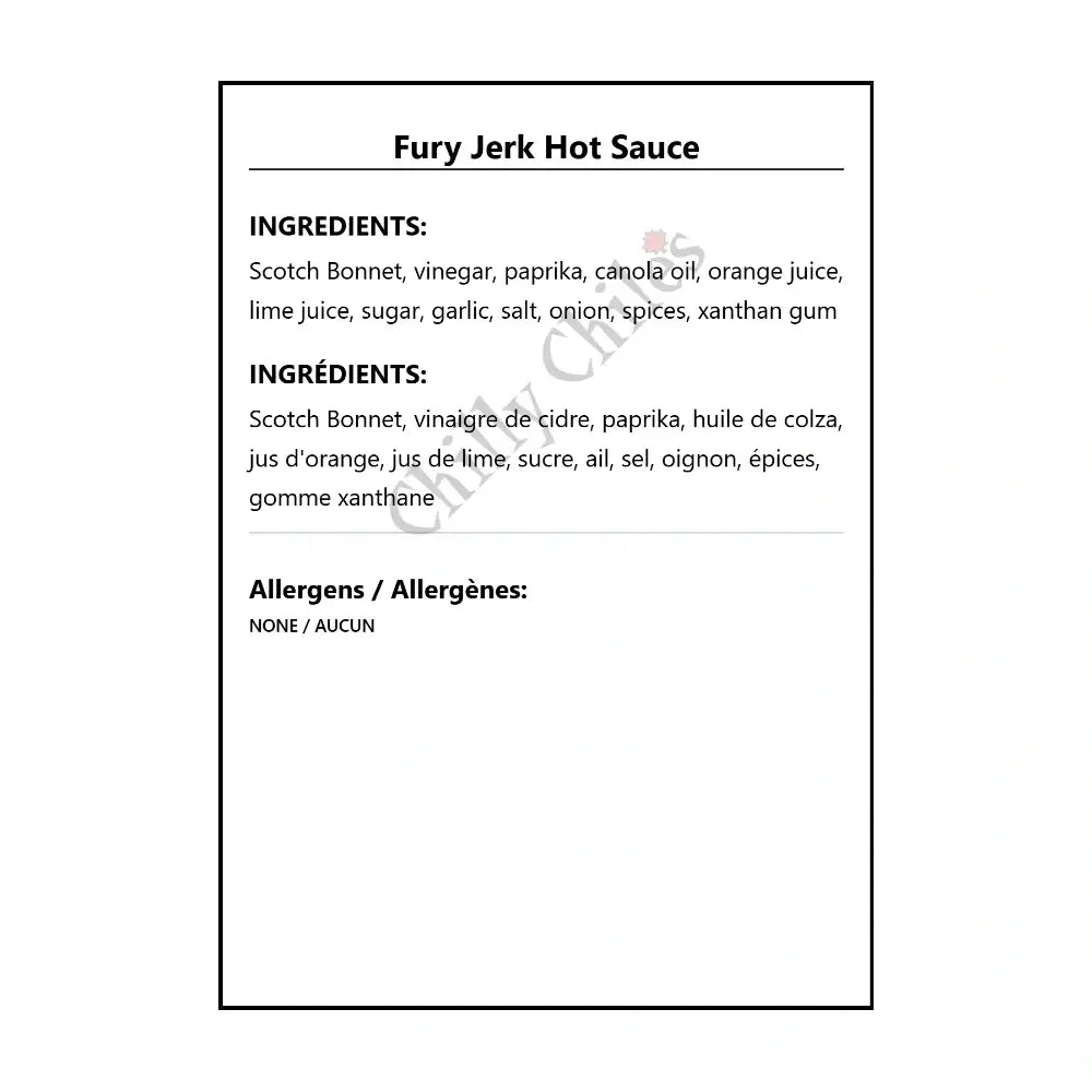 Fury Jerk Hot Sauce - Hot Sauce