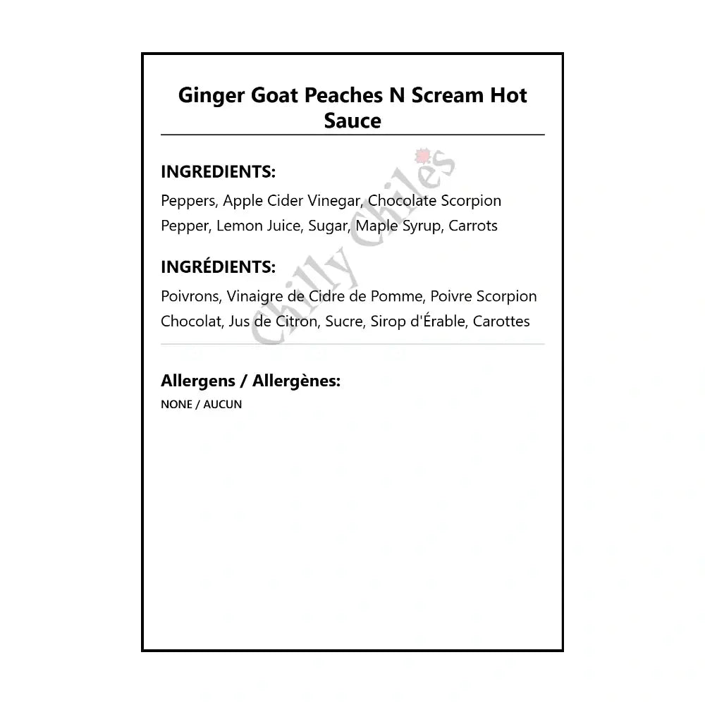 Ginger Goat Peaches N Scream Hot Sauce - Hot Sauce