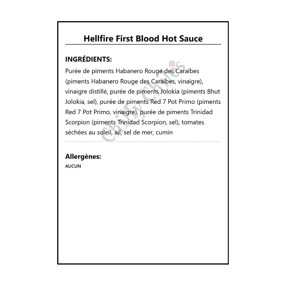 Hellfire First Blood Hot Sauce - Hot Sauce
