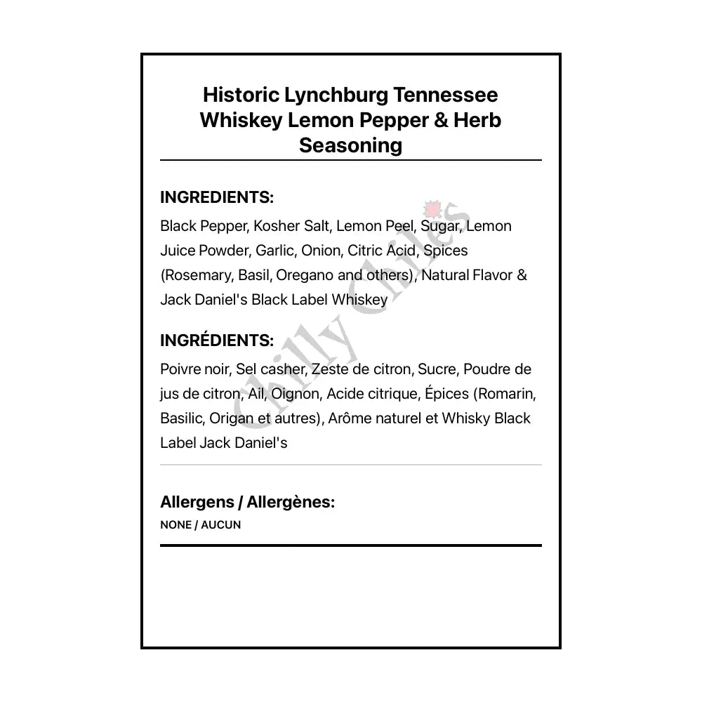 Historic Lynchburg Tennessee Lemon Pepper & Herb Seasoning - Spice/Peppers