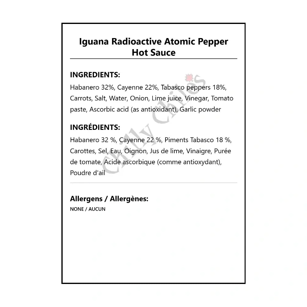 Iguana Radioactive Atomic Pepper Hot Sauce - Hot Sauce