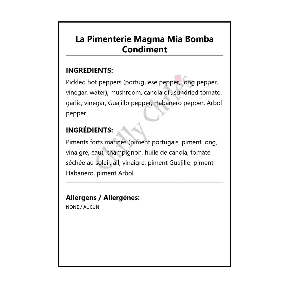 La Pimenterie Magma Mia Bomba Condiment - Condiments