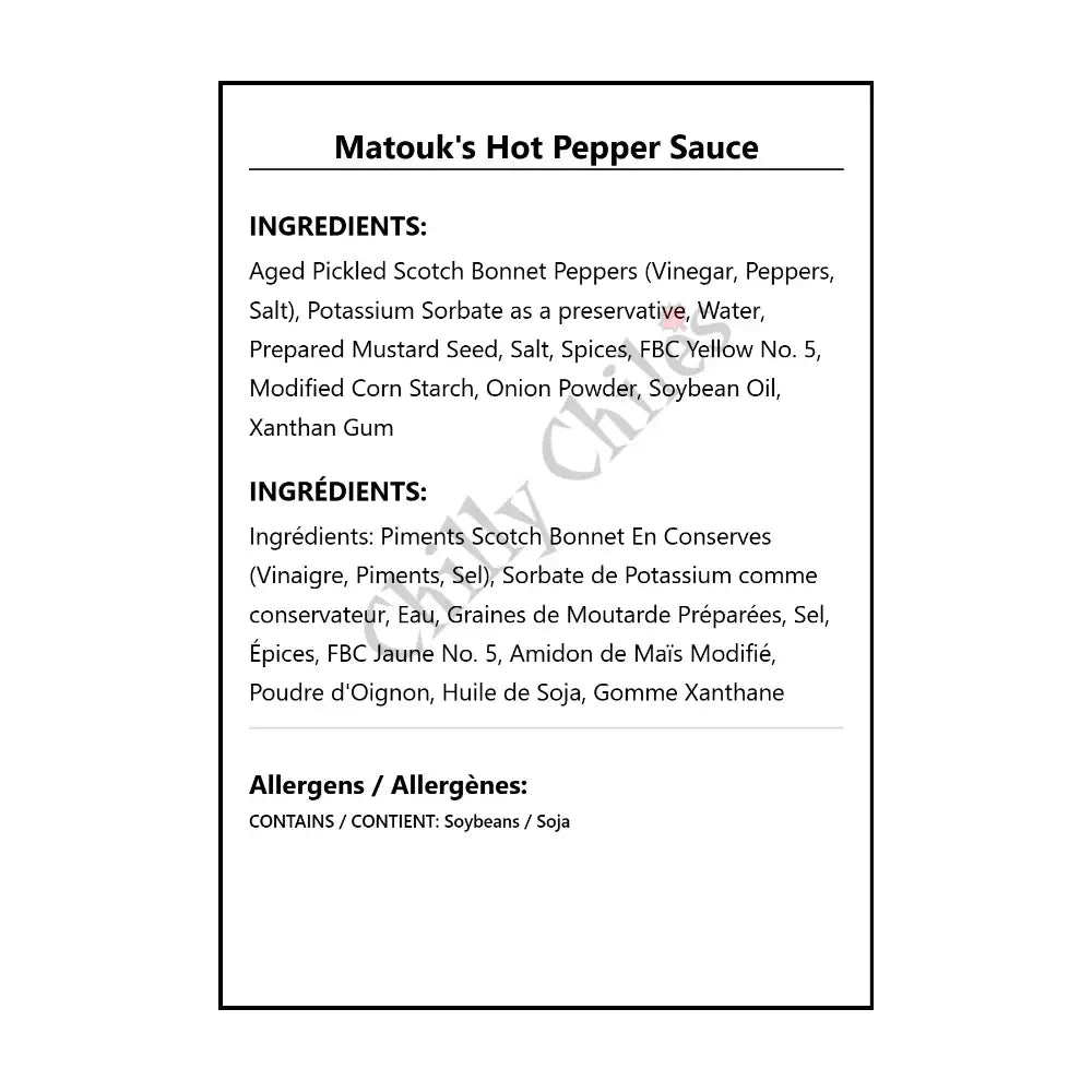 Matouk’s Hot Pepper Sauce - Hot Sauce