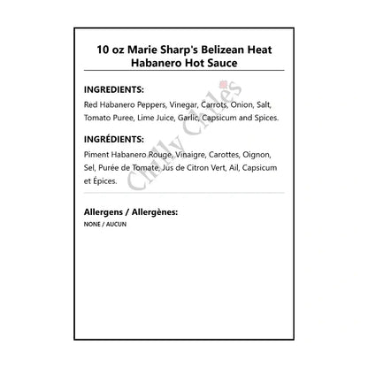 10 oz Marie Sharp’s Belizean Heat Habanero Hot Sauce - Hot Sauce