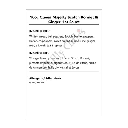10oz Queen Majesty Bonnet & Ginger Hot Sauce - Hot Sauce