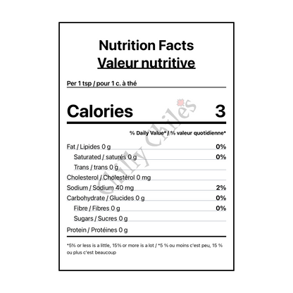 Queen Majesty Jalapeno Tequila & Lime Hot Sauce - Canadian Nutrition Facts