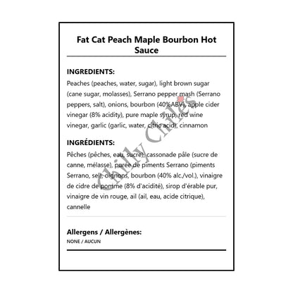 Fat Cat Peach Maple Bourbon Hot Sauce - Bilingual Ingredients