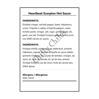 Heartbeat Scorpion Hot Sauce - Bilingual Ingredients
