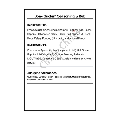 Bone Suckin' Seasoning & Rub - Bilingual Ingredients