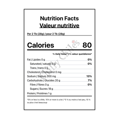 Bunker Bacon BBQ sauce - Canadian Nutrition Facts