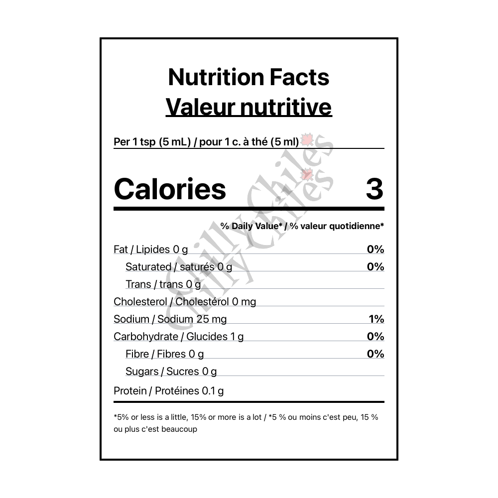 Britannia Mills La Grande Faucheuse Hot Sauce - Canadian Nutrition Facts