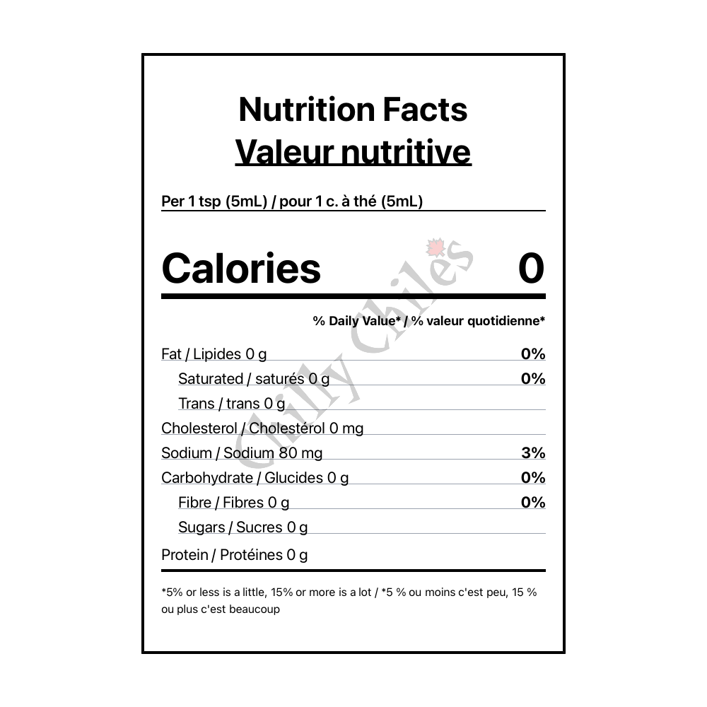 Howler Monkey Hot Hot Sauce - Canadian Nutrition Facts