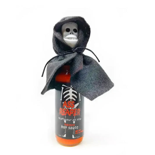 Ass Reaper Hot Sauce with Skull Cap and Cape - Main Image