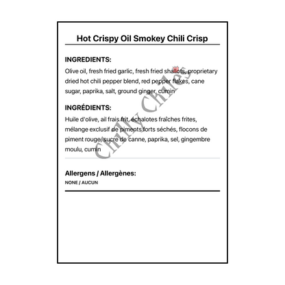 Hot Crispy Oil Smokey Chili Crisp - Bilingual Ingredients