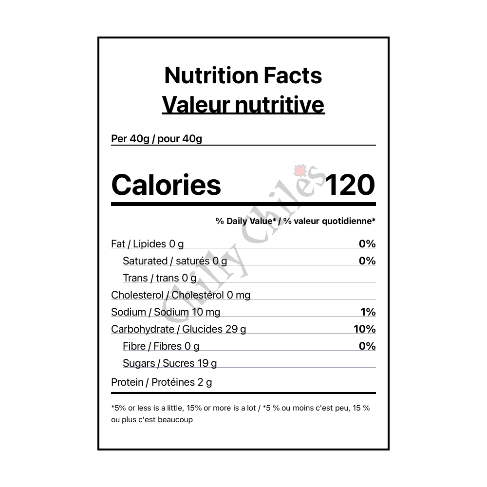 Carolina Reaper Blazing Bear - Canadian Nutrition Facts