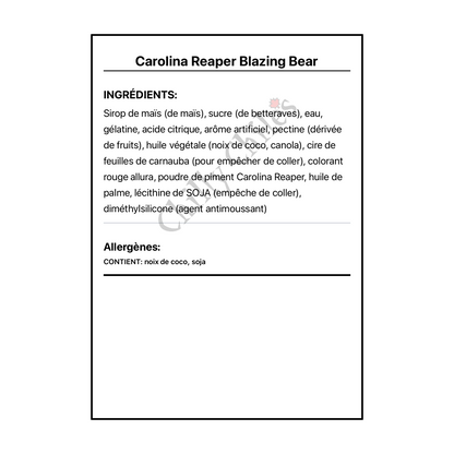 Carolina Reaper Blazing Bear - Ingrédients Français
