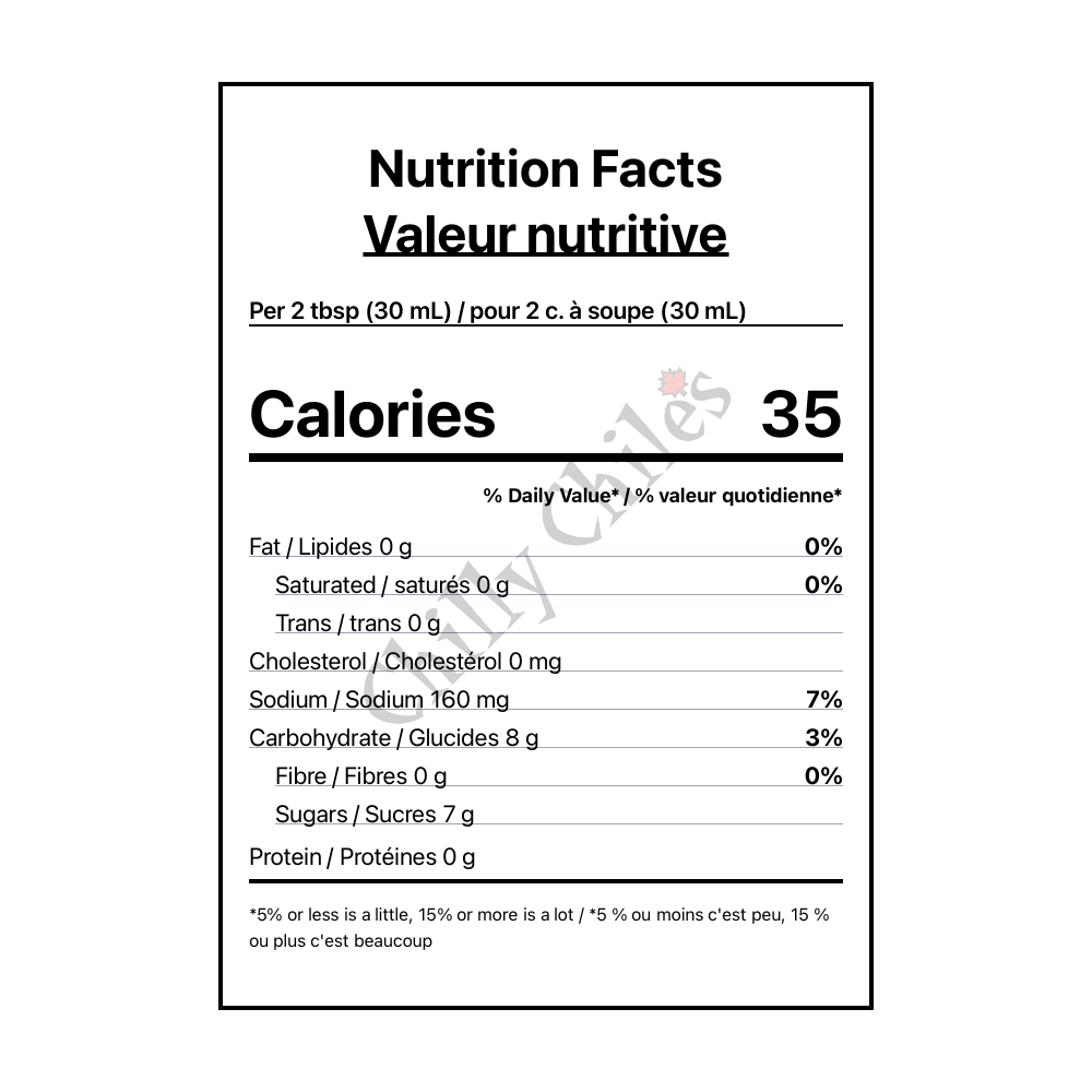 Bourbon Country Gourmet Sauce - Canadian Nutrition Facts