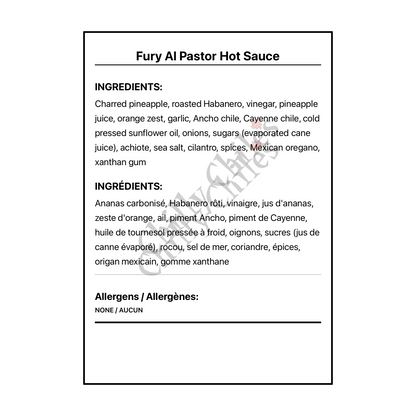 Fury Al Pastor Hot Sauce - Canadian Nutrition Facts