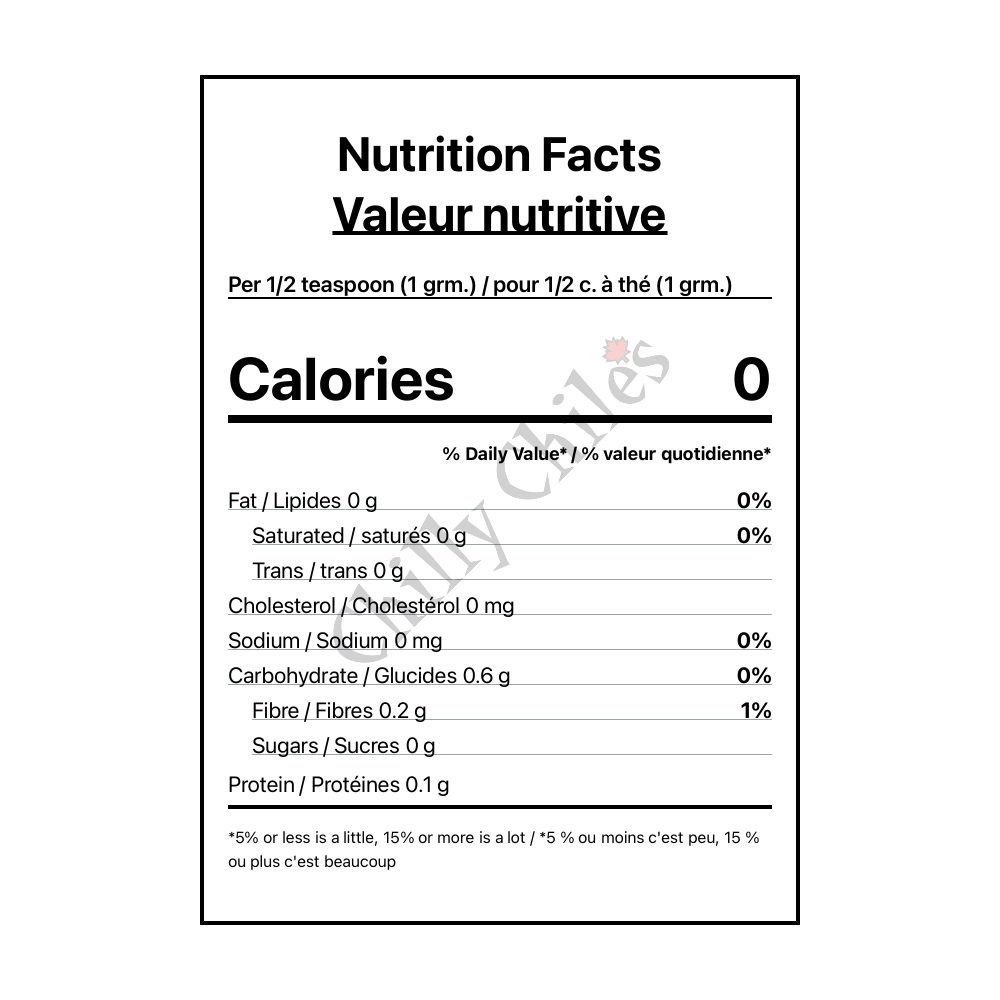 Chiles Machos Ancho Powder - Canadian Nutrition Facts