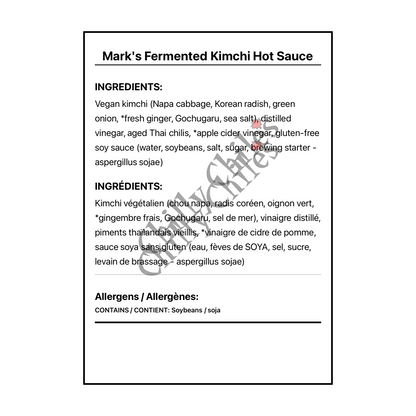 Mark's Fermented Kimchi Hot Sauce - Canadian Nutrition Facts