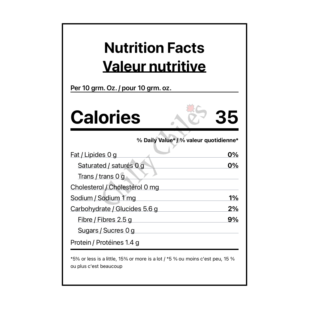 Chiles Machos Arbol Pepper - Canadian Nutrition Facts