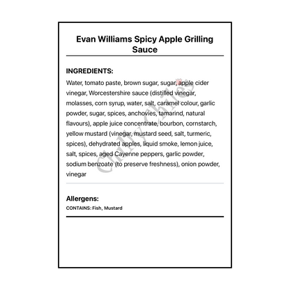 Evan Williams Spicy Apple Grilling Sauce - Bilingual Ingredients