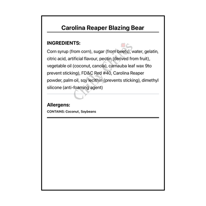 Carolina Reaper Blazing Bear - Bilingual Ingredients