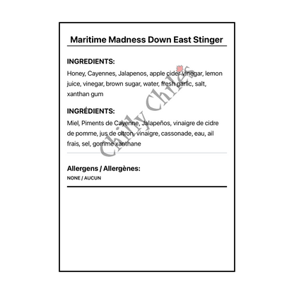 Maritime Madness Down East Stinger - Bilingual Ingredients