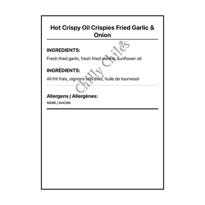 Hot Crispy Oil Crispies Fried Garlic & Onion - Bilingual Ingredients