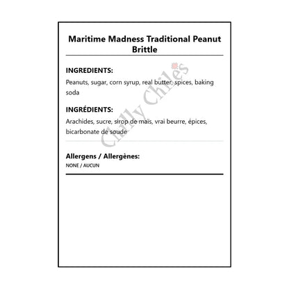 Maritime Madness Traditional Peanut Brittle - Bilingual Ingredients