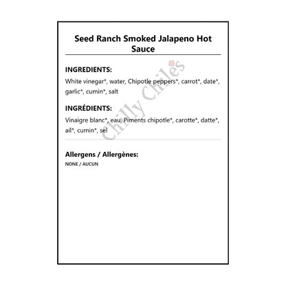 Seed Ranch Smoked Jalapeno Hot Sauce - Bilingual Ingredients