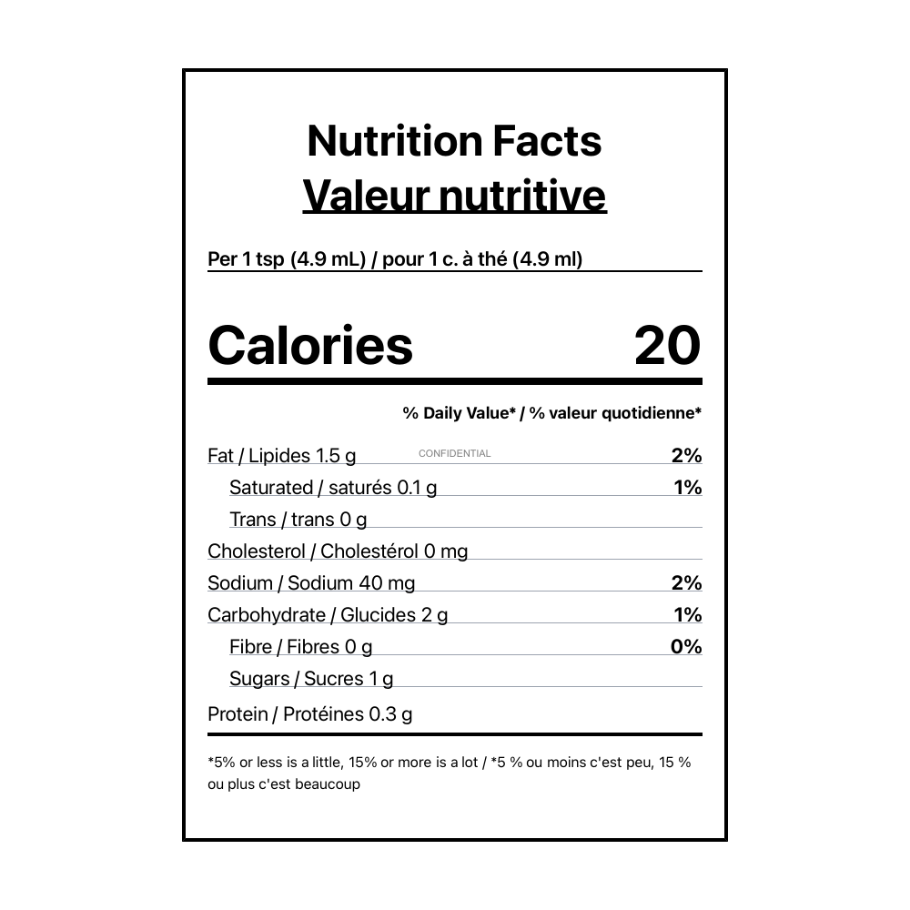 Fury Habanero Cayenne & Charred Lime Wing Sauce - Canadian Nutrition Facts