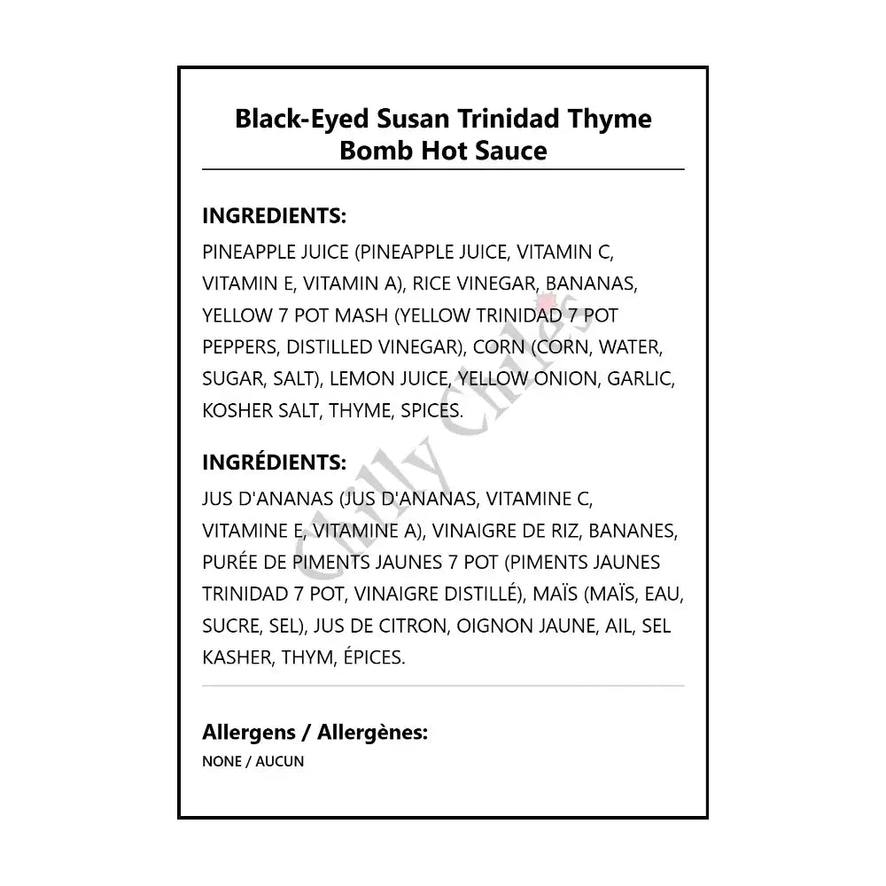 Black-Eyed Susan Trinidad Thyme Bomb Hot Sauce - Hot Sauce