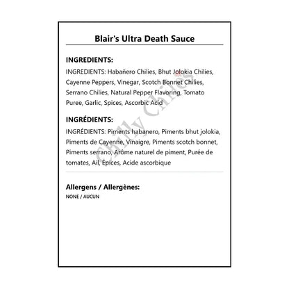 Blair’s Ultra Death Sauce - Hot Sauce