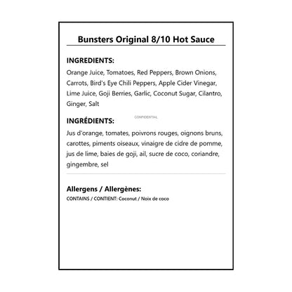 Bunsters Original 8/10 Hot Sauce - Hot Sauce