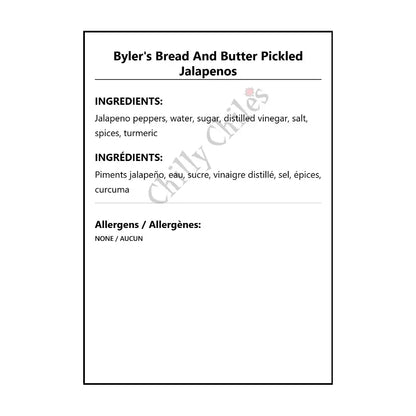 Byler’s Bread And Butter Pickled Jalapenos - Pickled Items