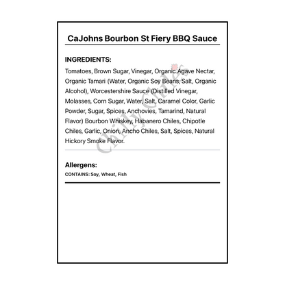 CaJohns Bourbon St Fiery BBQ Sauce - Bilingual Ingredients