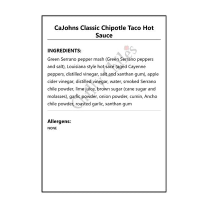 CaJohns Classic Chipotle Taco Hot Sauce - Hot Sauce