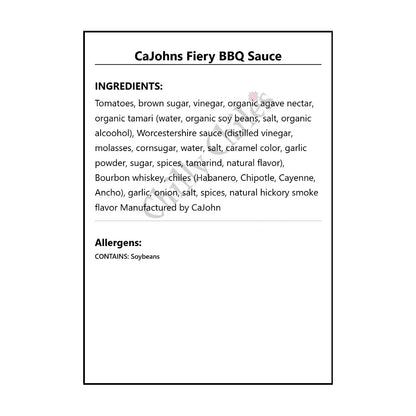 CaJohns Fiery BBQ Sauce - BBQ Sauce
