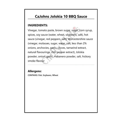 CaJohns Jolokia 10 BBQ Sauce - BBQ Sauce