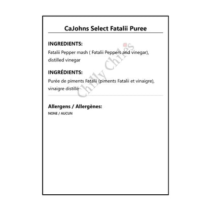 CaJohns Select Fatalii Puree - Spice/Peppers