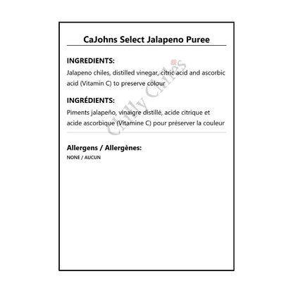 CaJohns Select Jalapeno Puree - Spice/Peppers