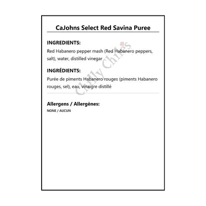 CaJohns Select Red Savina Puree - Spice/Peppers